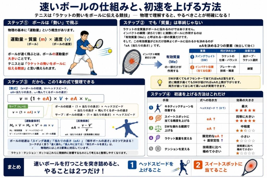 22 テニスで速いボールが打てる人と打てない人の差は、結局なんなのか?【パワー理論】