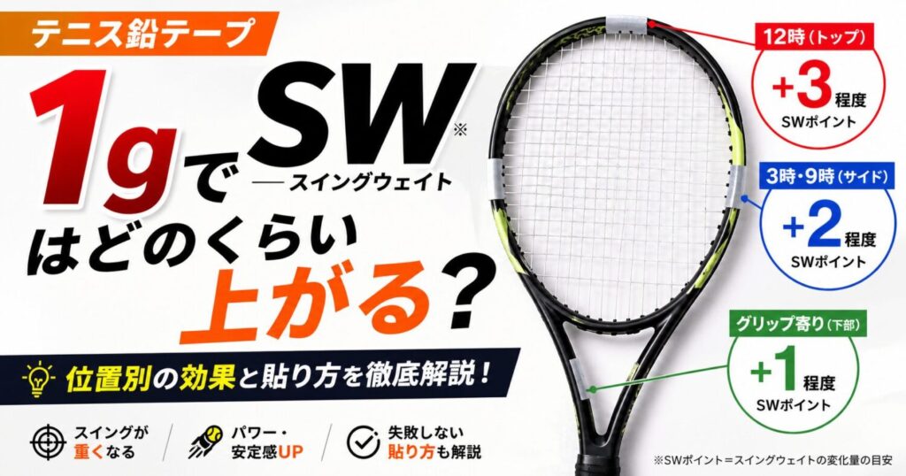 テニス鉛テープ1gでスイングウェイトはどのくらい上がる？位置別の効果と貼り方を徹底解説