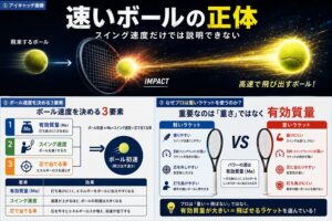 重いラケット・テンション・体重移動は球速に影響しない？テニスの「常識」9つを物理で検証してみた【パワー理論②】